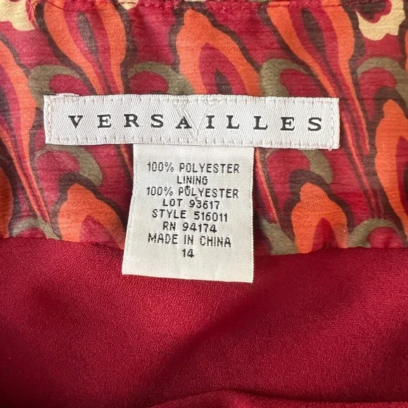 Versailles Red Paisley Faux Wrap Midi Skirt Womens 14 Asymmetrical Boho 516011 - Picture 8 of 9